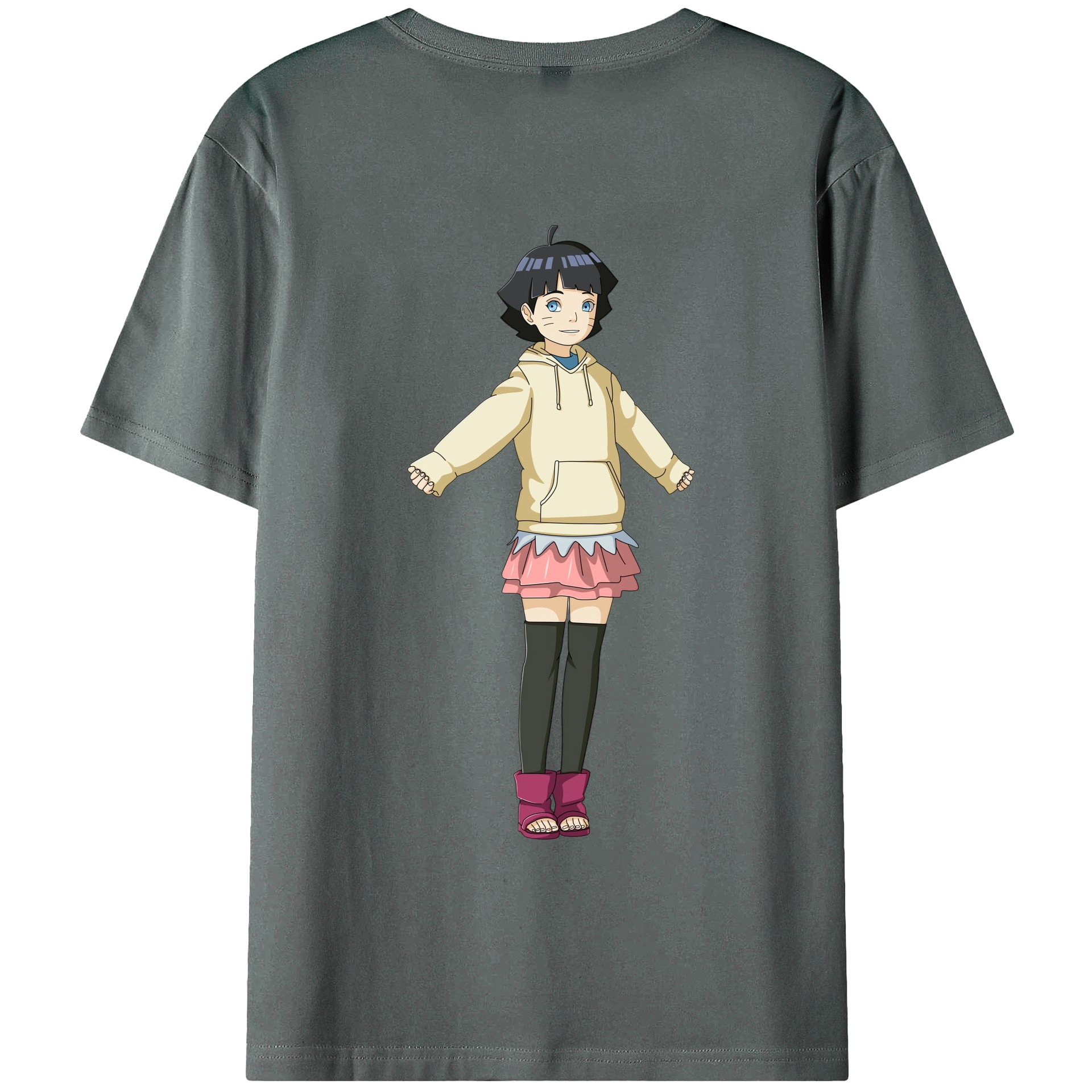 （画像用） NARUTO -ナルト- うずまき ヒマワリ Uzumaki Himawari 綿100％ メンズ半袖Tシャツ（バックプリント） 通気性